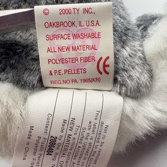 Ty Gray and White Stuffed Bunny Hopper - Picture 5 of 6